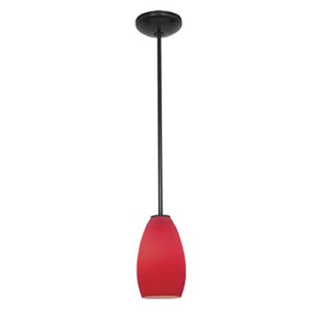 Champagne, LED Pendant, Oil Rubbed Bronze Finish, Red Glass